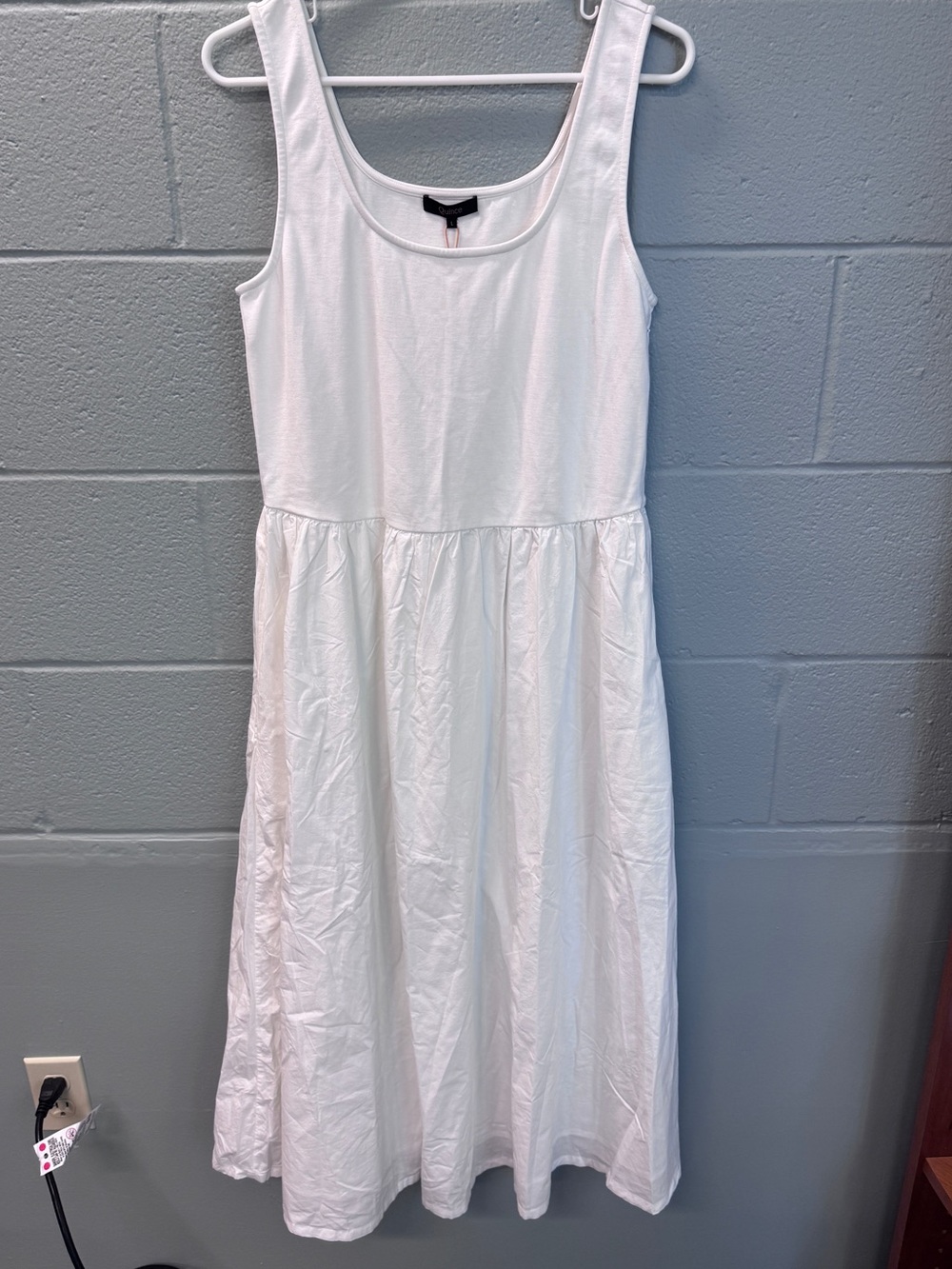 NWT Quince Organic Cotton Mixed Media Poplin Fit & Flare Maxi Dress White L - Picture 5 of 9